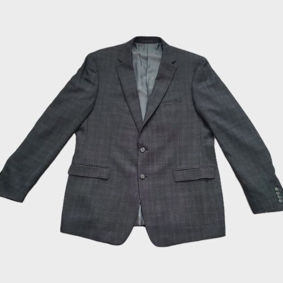 Calvin Klein Wool Blazer Men's 48L Dark Grey Sportcoat Suit Jacket - Picture 1 of 13